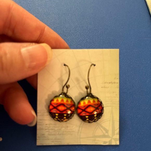 Aztec Pattern Earrings - Picture 2 of 4